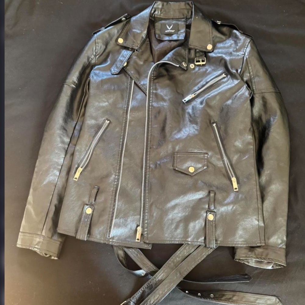 Men's Black Leather Biker Jacket